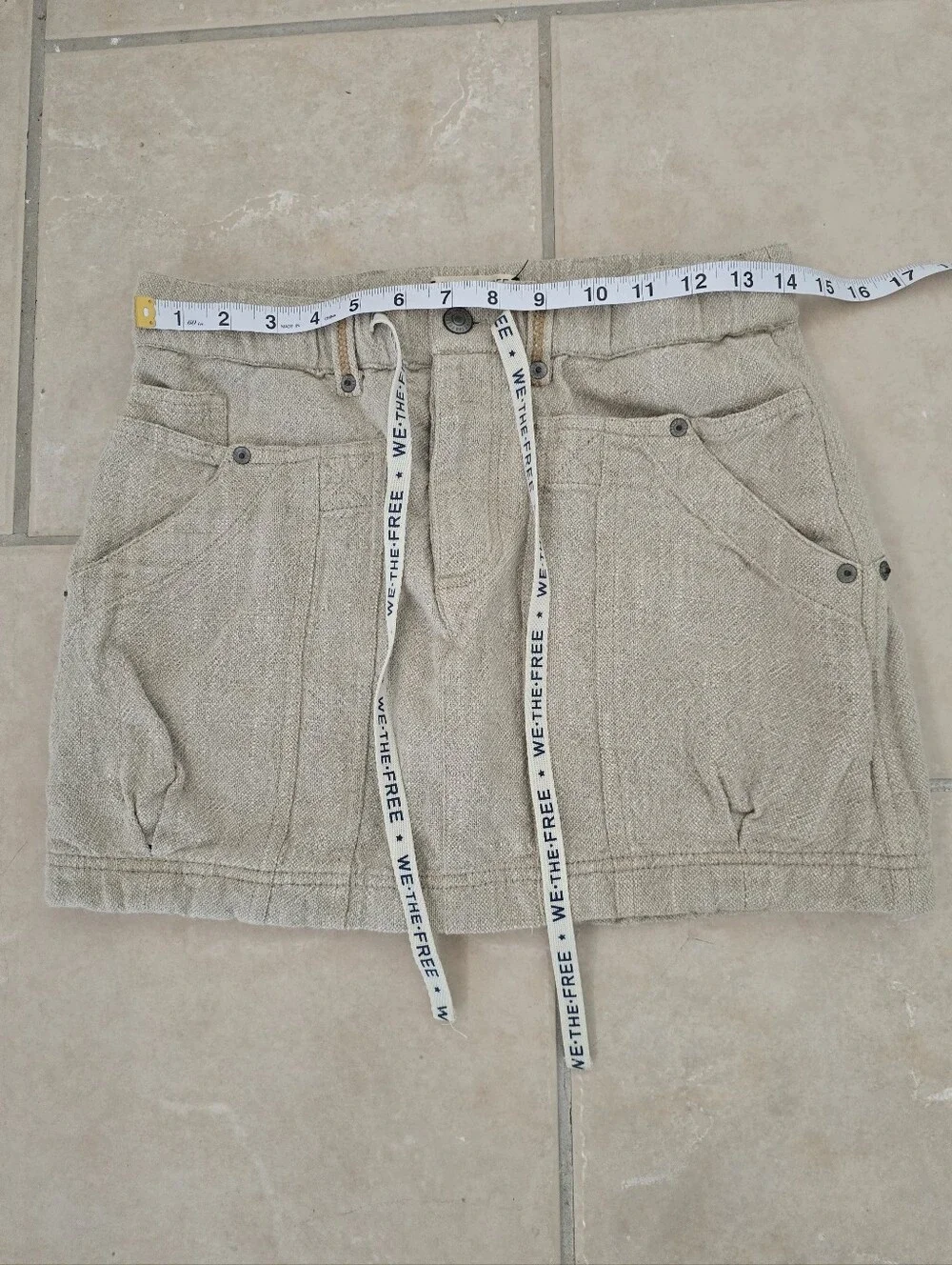 FREE PEOPLE River Canyon Linen Blend Mini Skirt Natural Blogger Fave S NWOT RARE